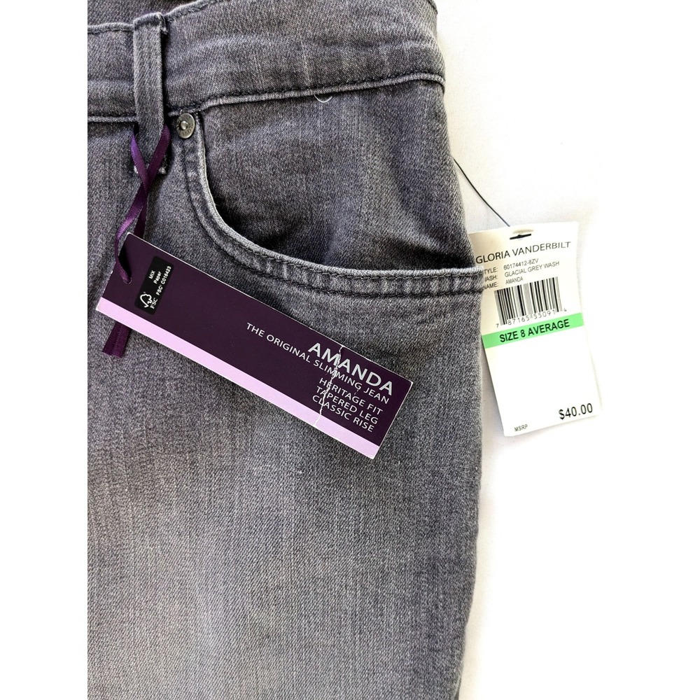 Gloria Vanderbilt Amanda High Rise Tapered Leg Jeans Glacial Grey Wash Size 8 - Picture 6 of 7